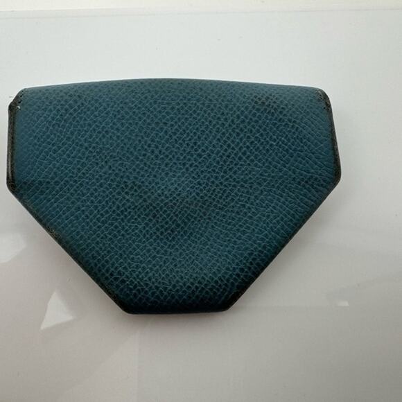 Hermes Blue silver front snap coin purse some wear - Picture 2 of 6